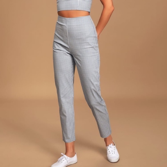 Lulus Pants - Lulus Blue & White Gingham Pants Size Medium